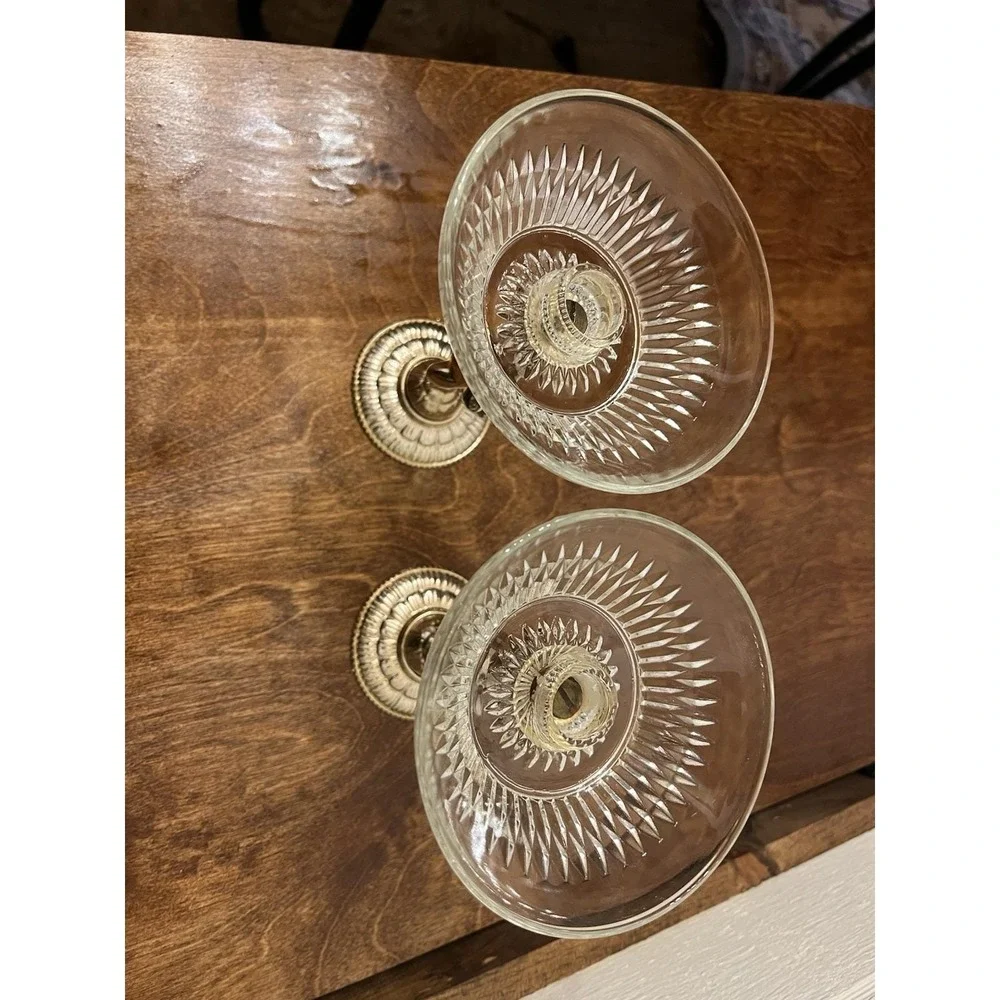 Pair Vintage Pedestal Angel/Fairy Compote Hollywood Regency Trinket Candle Dish